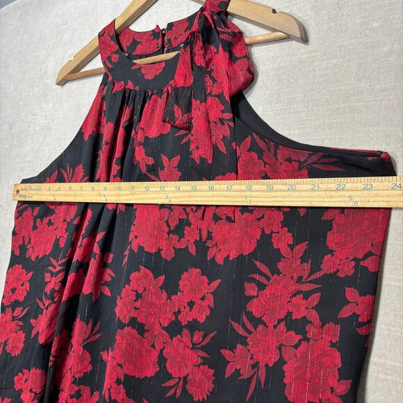 Torrid Floral Sleeveless Halter Bow Top 2X Red Black Dark Romantic Whimsygoth - Picture 7 of 10